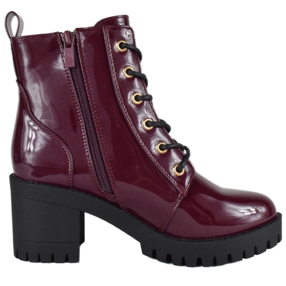 Burgundy Combat Boots - Picture 3 of 3